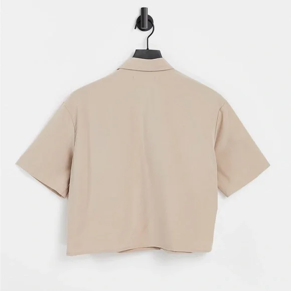 Threadbare cargo short sleeve shirt in stone - Picture 6 of 8